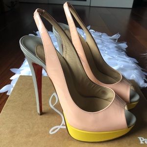 Louboutin Lady Peep sling 150 patent calf size 37.